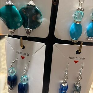 Handmade Blue and Silver Earrings Set. Homemade with care.